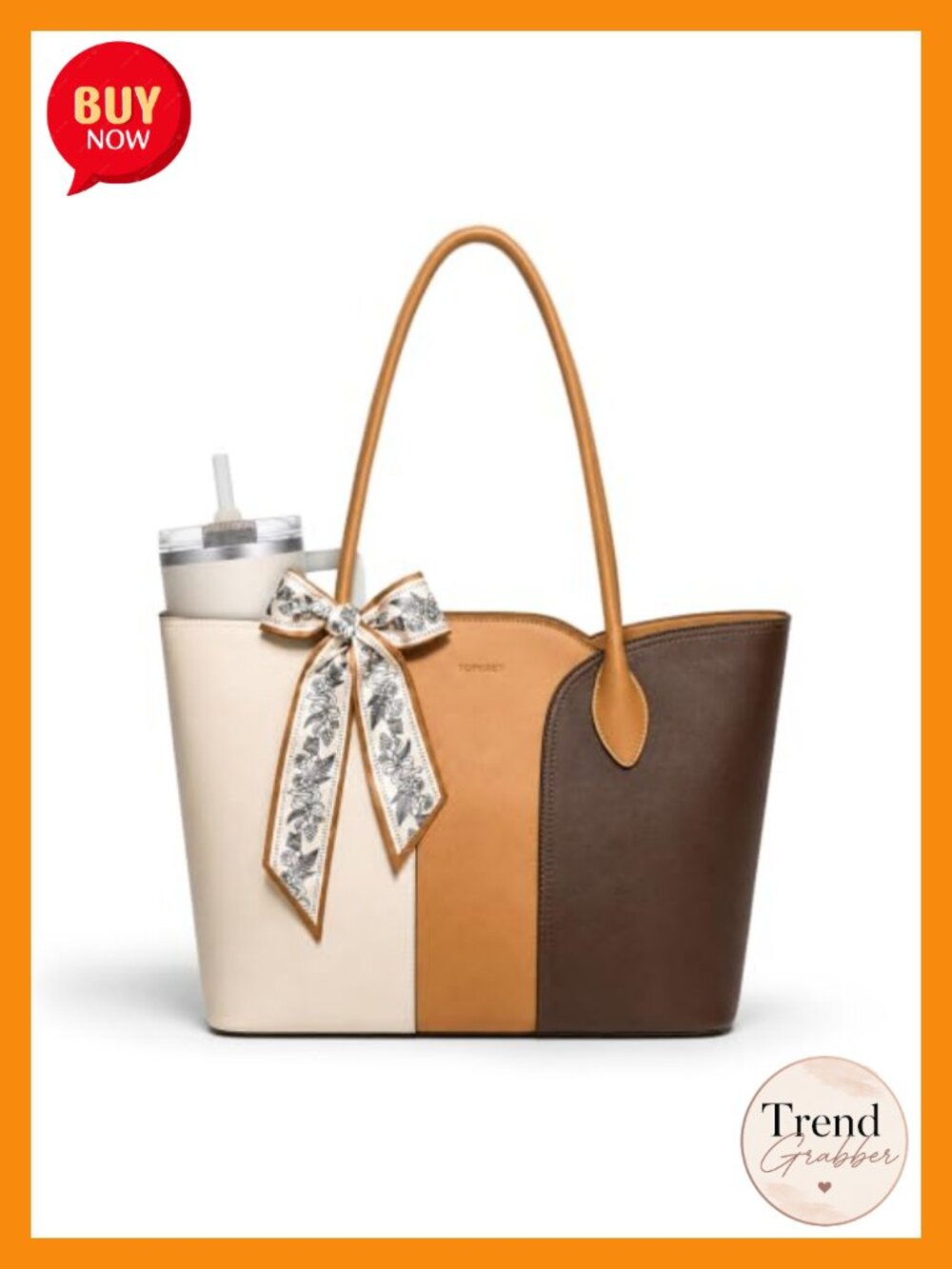 Faux Leather Laptop Tote Fits 15.6 Inch with Bottle Holder